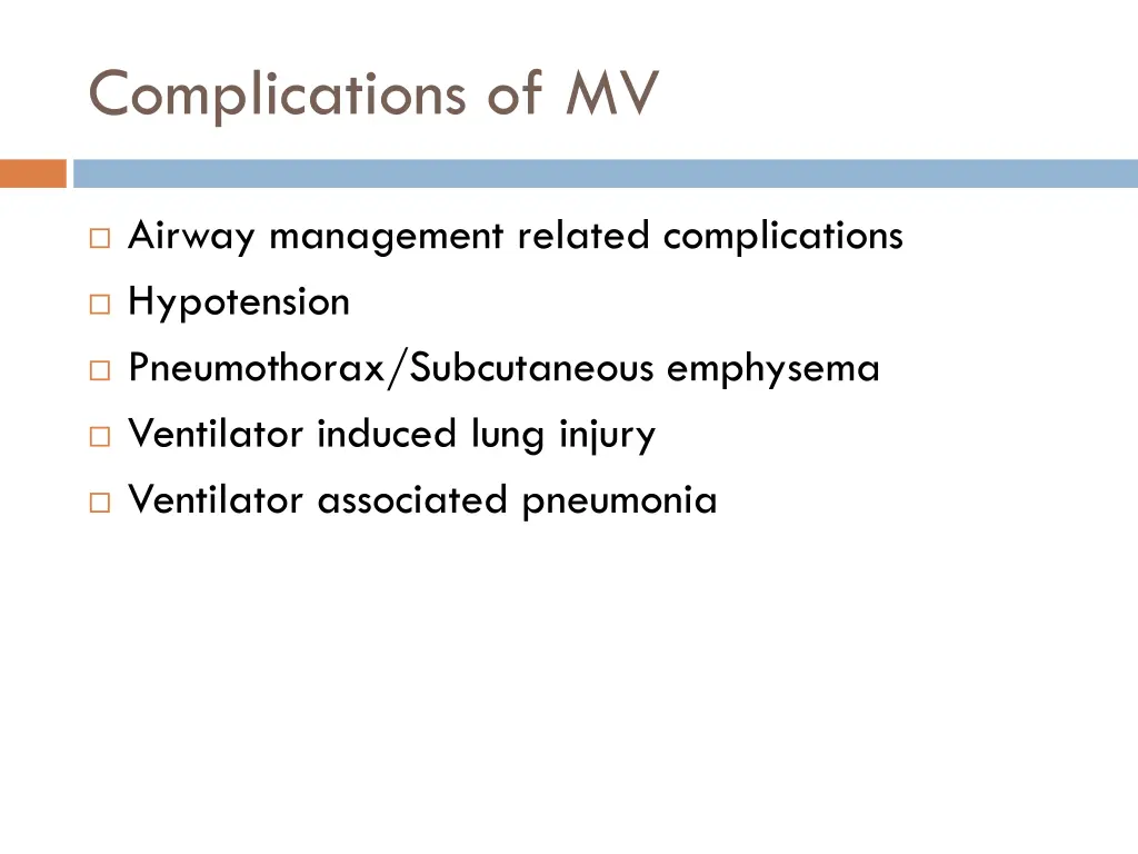 complications of mv
