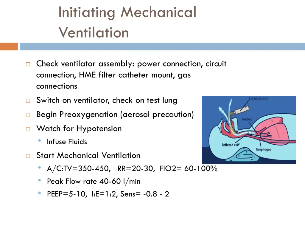 initiating mechanical ventilation