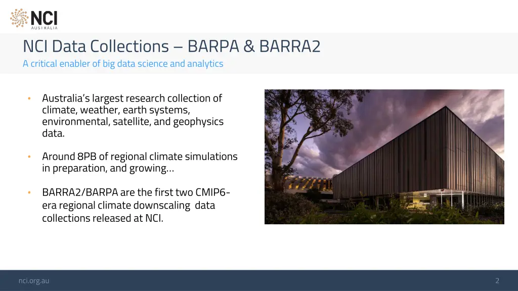 nci data collections barpa barra2 a critical