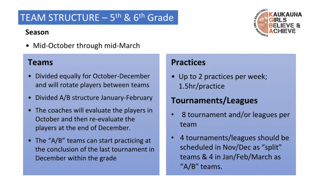 team structure 5 th 6 th grade