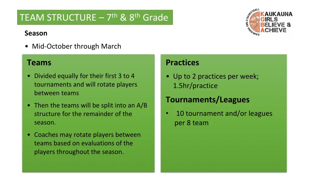 team structure 7 th 8 th grade