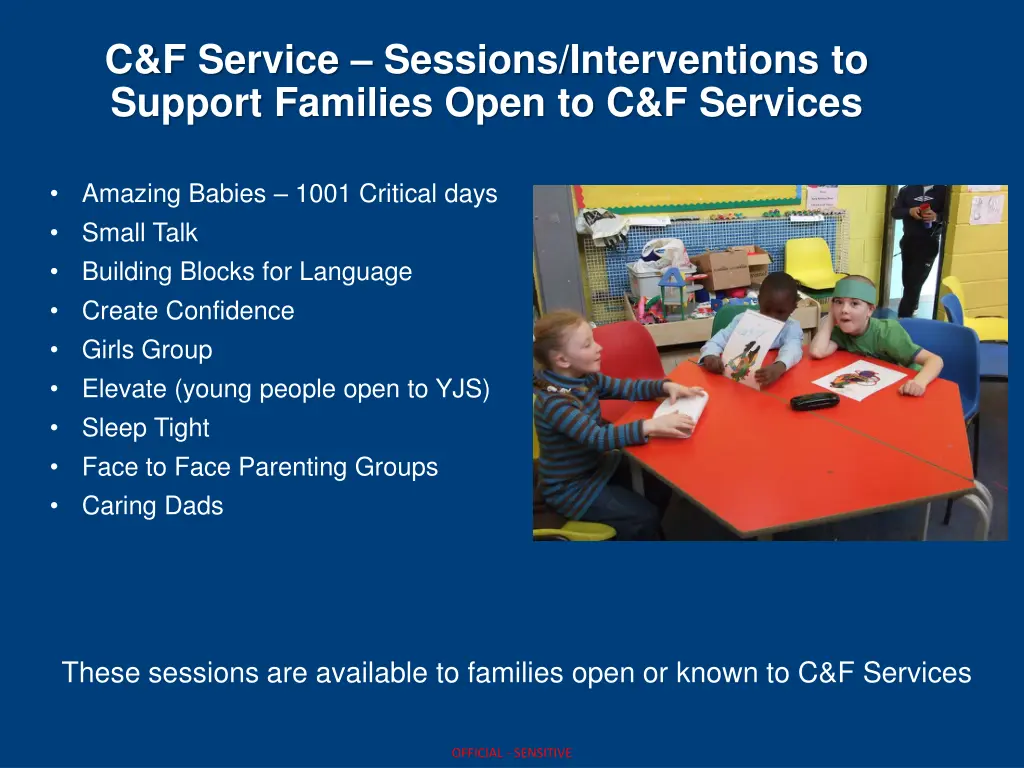 c f service sessions interventions to support