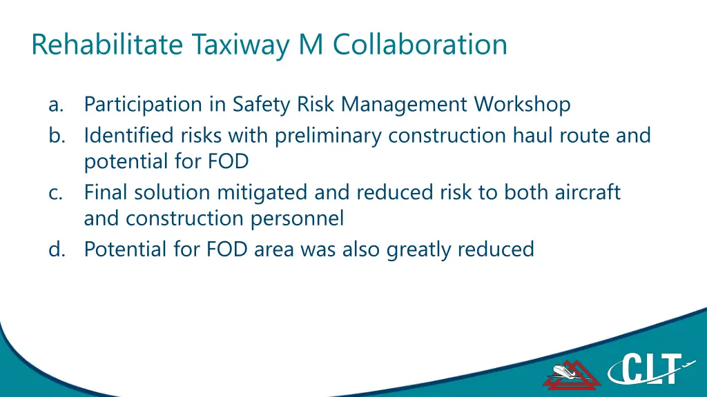 rehabilitate taxiway m collaboration