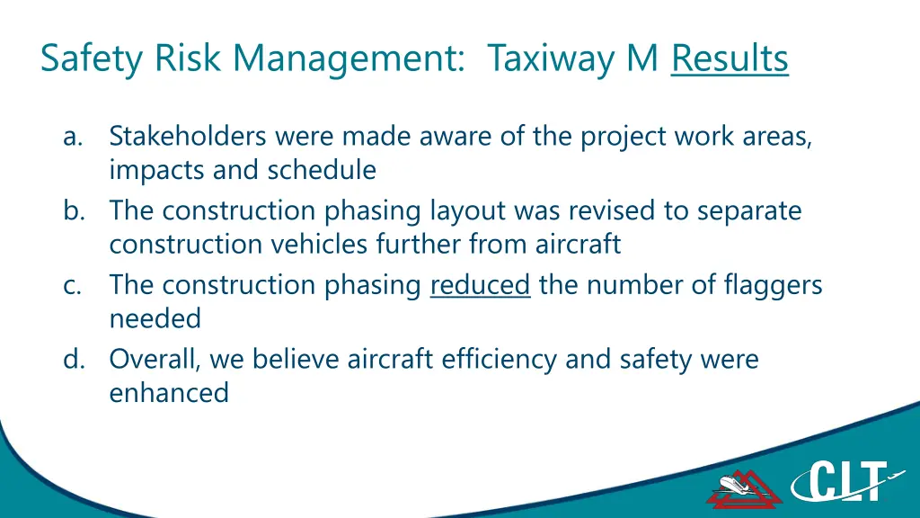 safety risk management taxiway m results