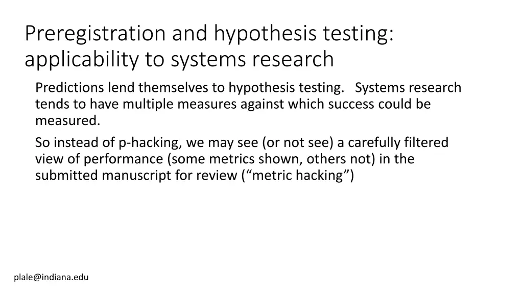 preregistration and hypothesis testing