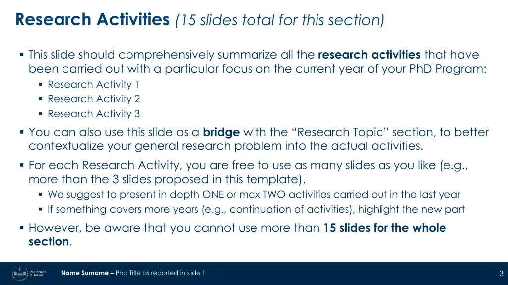 research activities 15 slides total for this