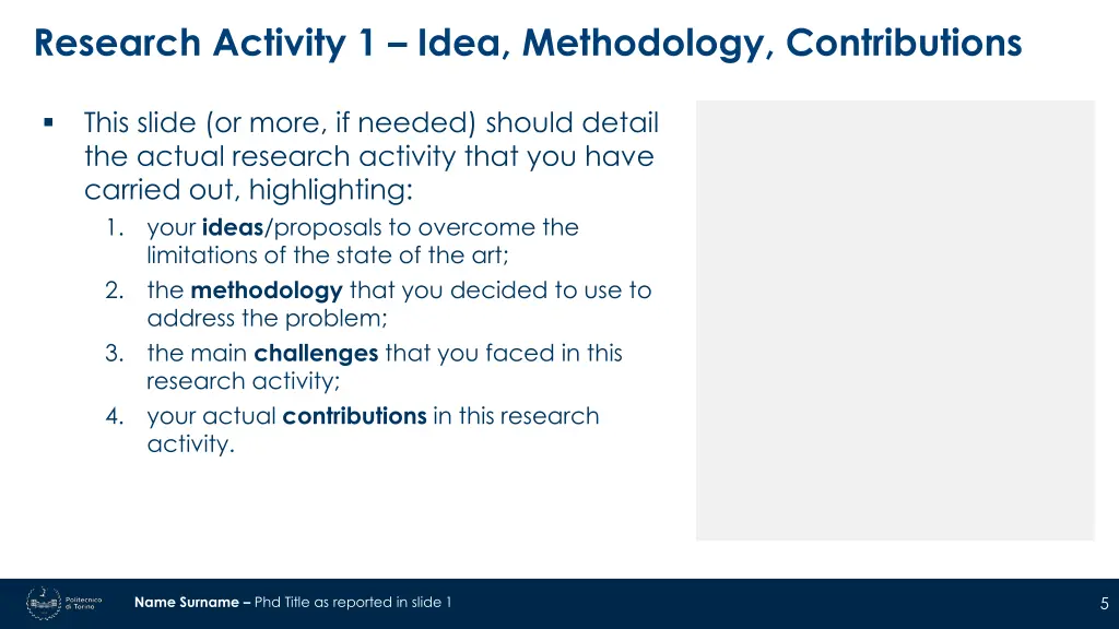 research activity 1 idea methodology contributions