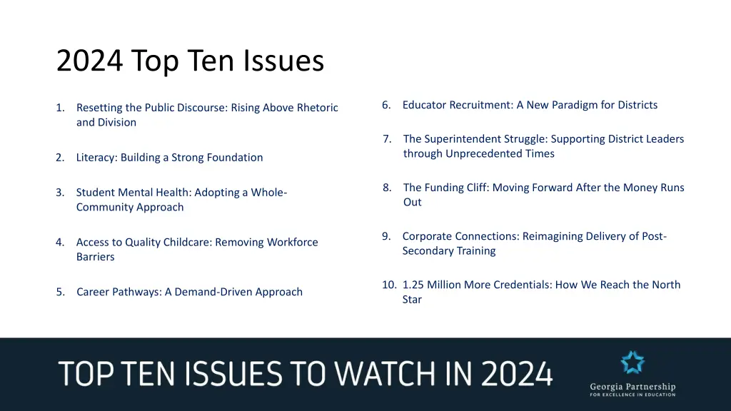 2024 top ten issues