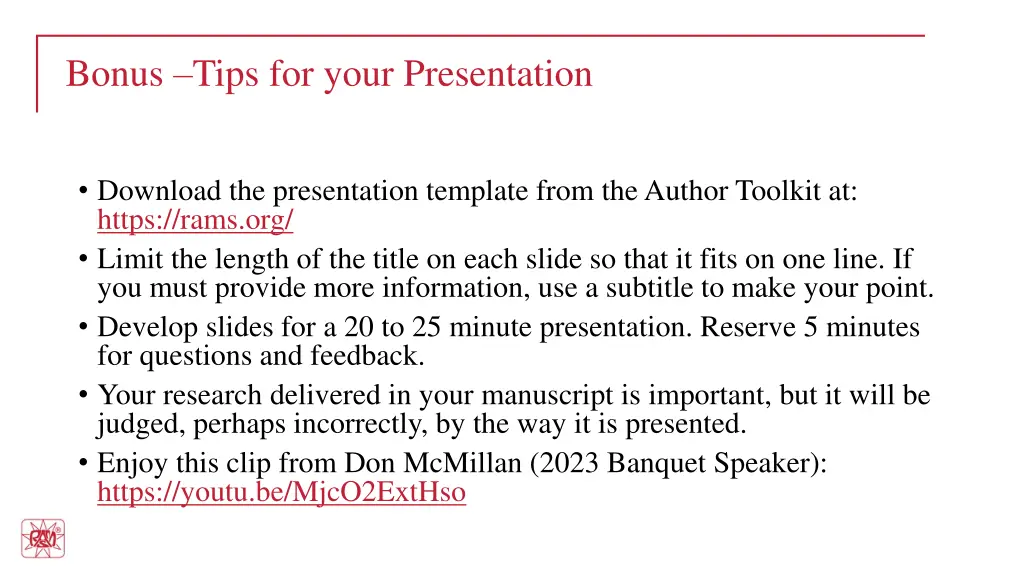 bonus tips for your presentation