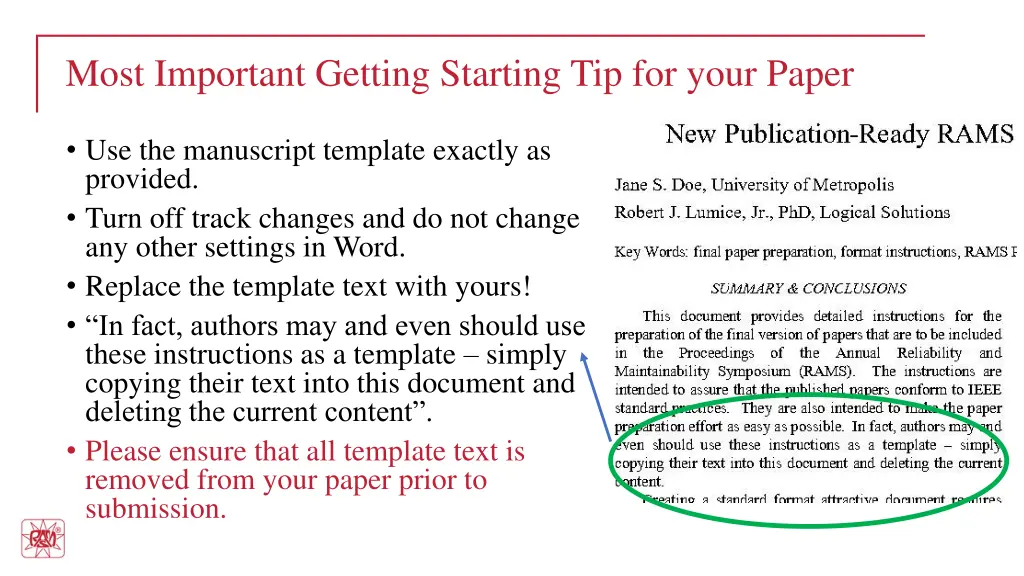 most important getting starting tip for your paper