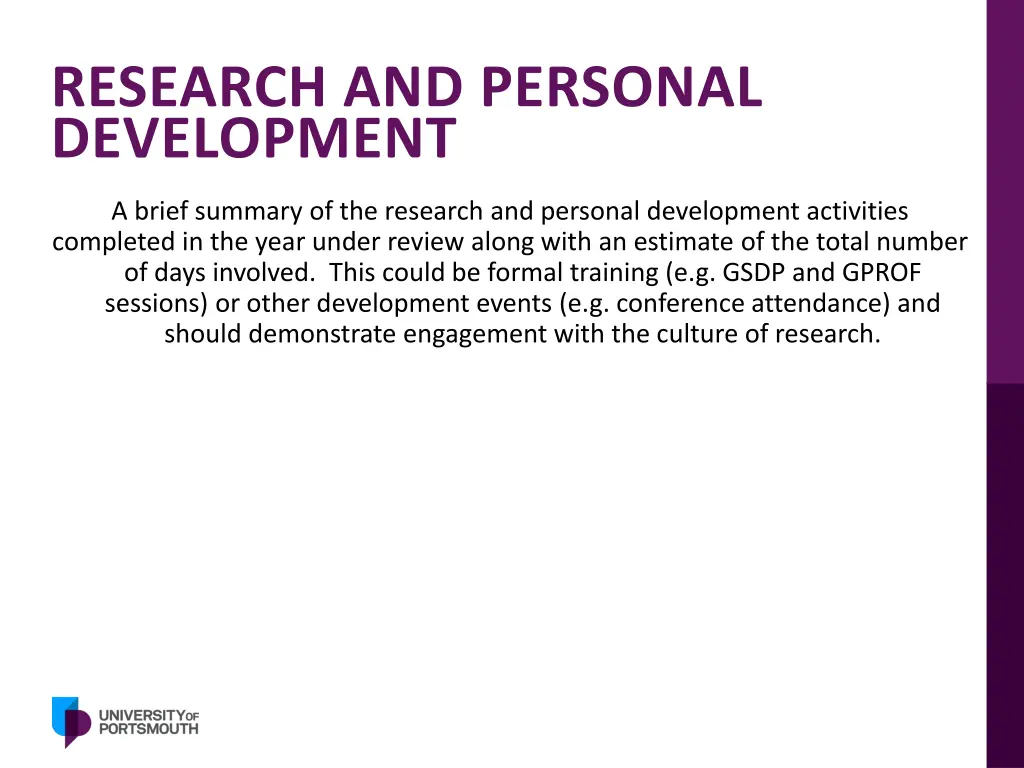 research and personal development