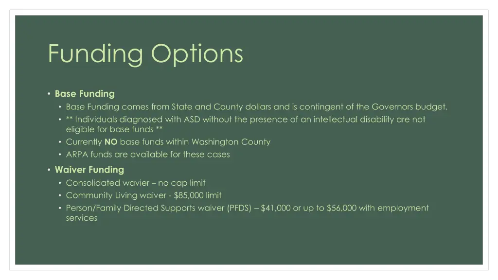 funding options
