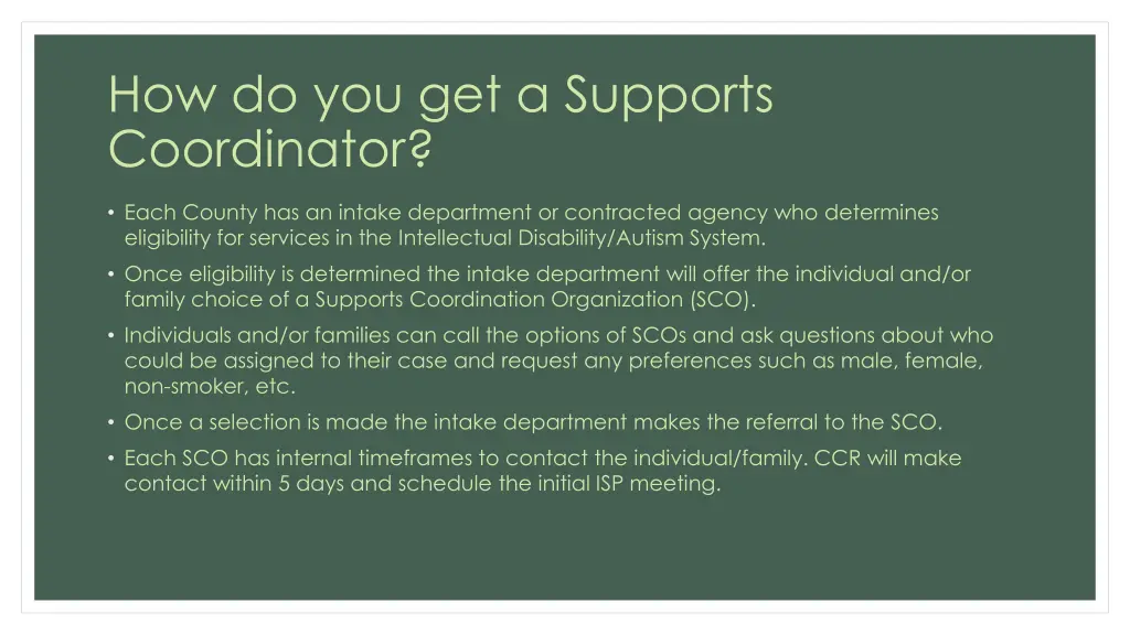 how do you get a supports coordinator
