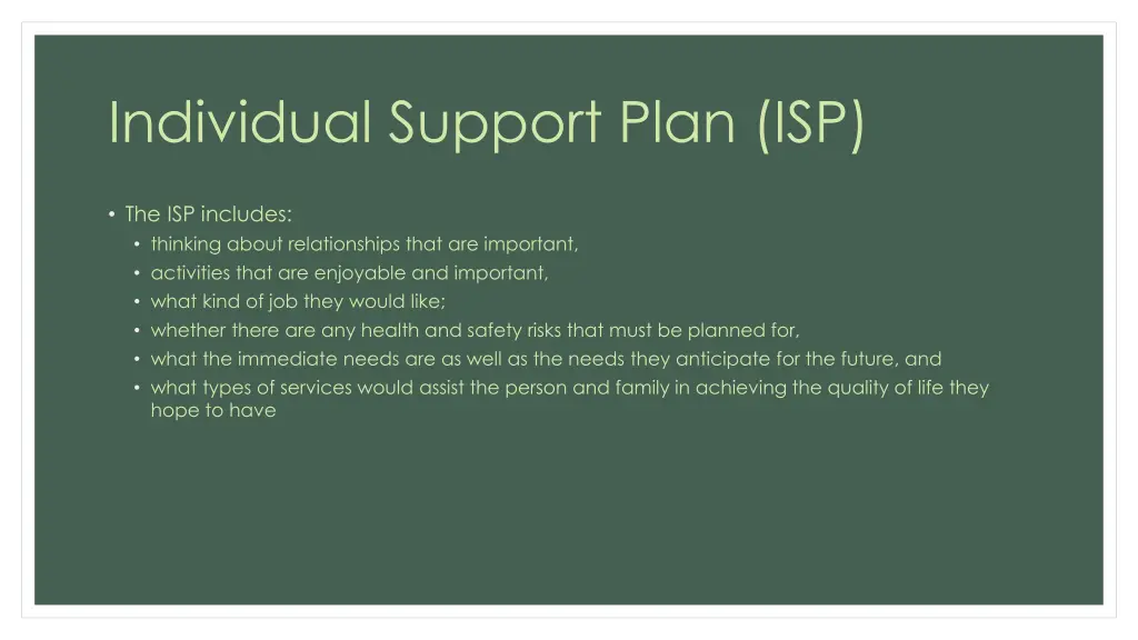 individual support plan isp