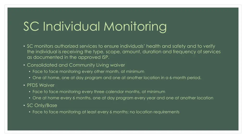 sc individual monitoring