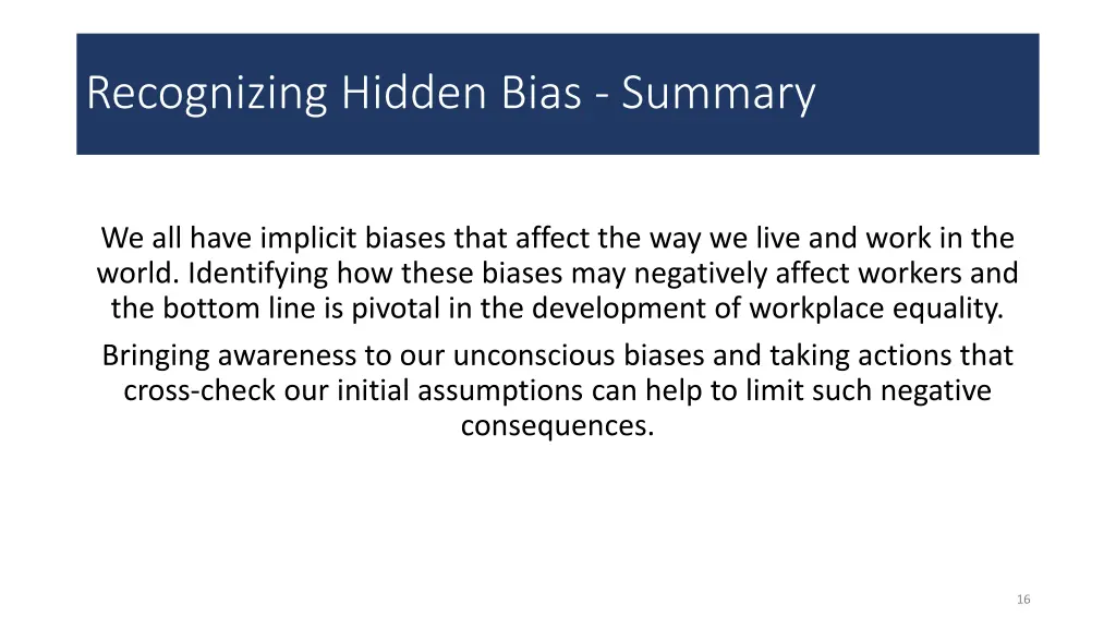 recognizing hidden bias summary