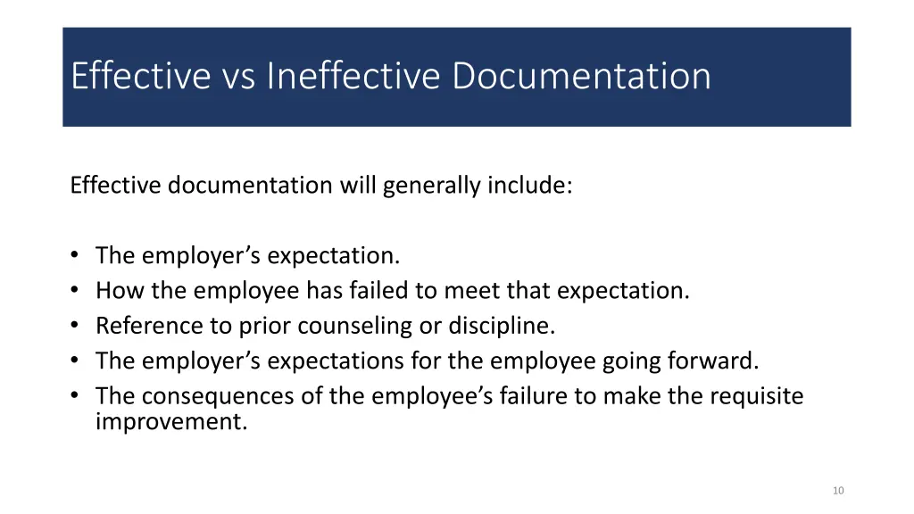 effective vs ineffective documentation