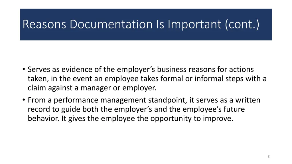 reasons documentation is important cont