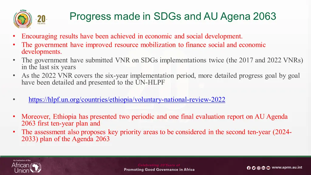 progress made in sdgs and au agena 2063