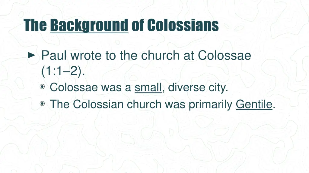 the background of colossians 1