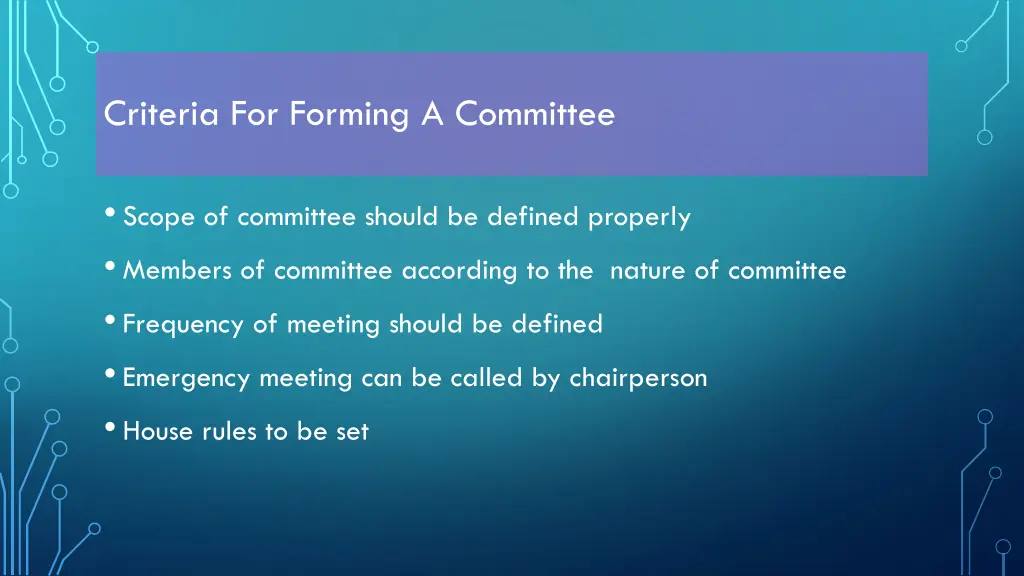 criteria for forming a committee