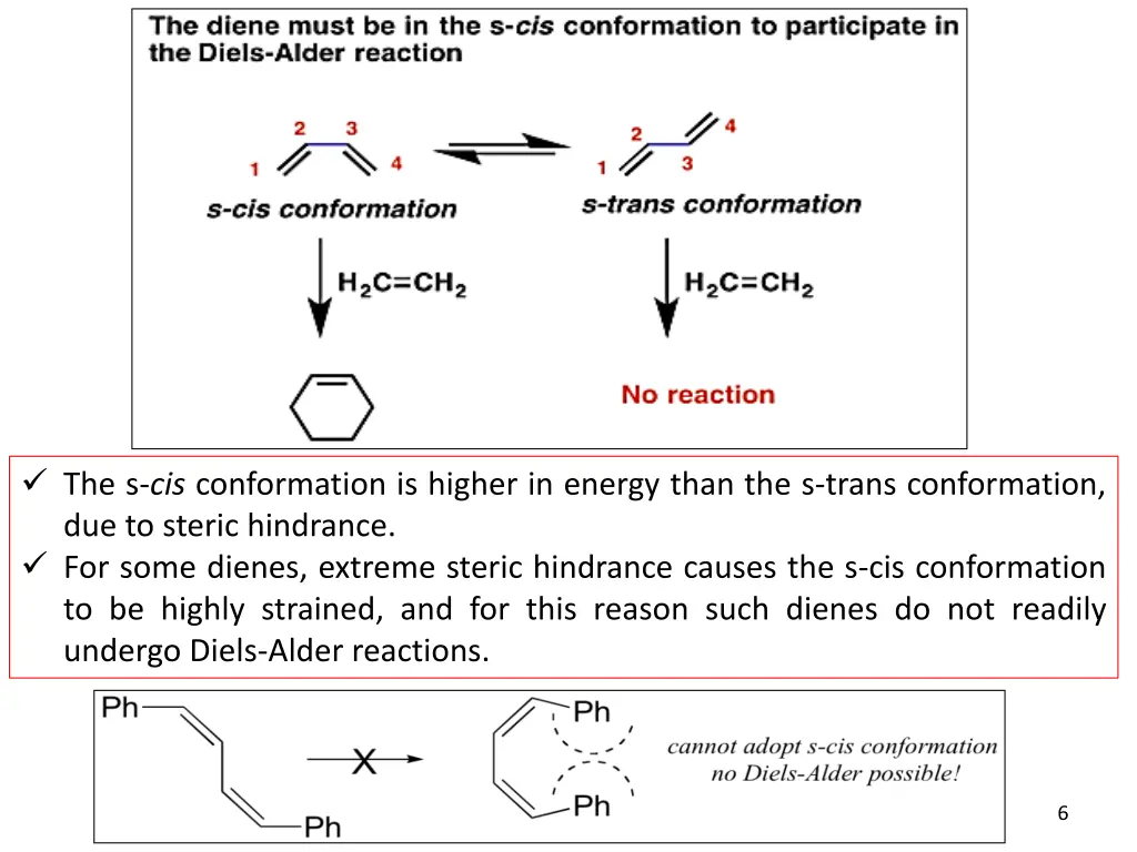 the s cis conformation is higher in energy than