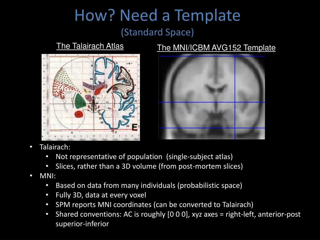 how need a template standard space the talairach