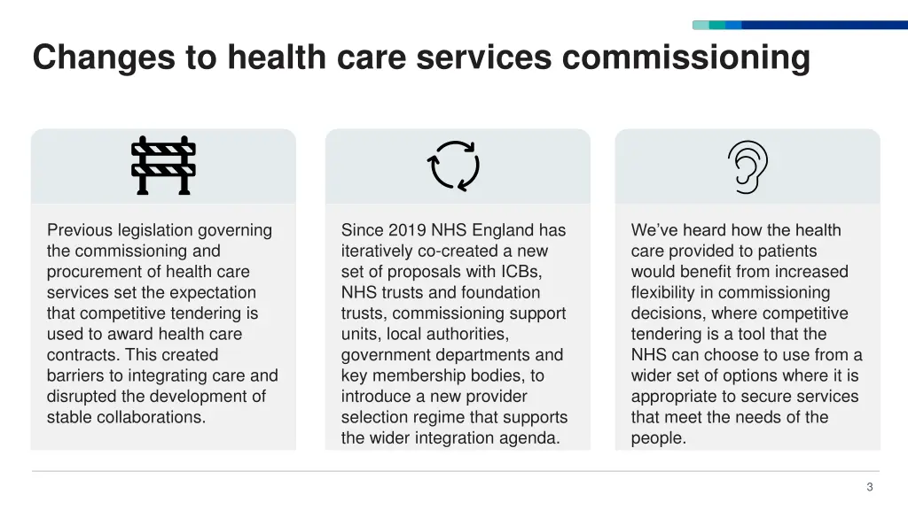 changes to health care services commissioning
