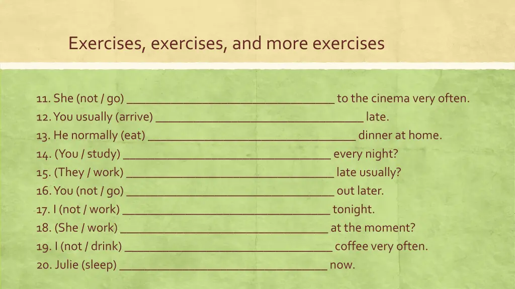 exercises exercises and more exercises 1