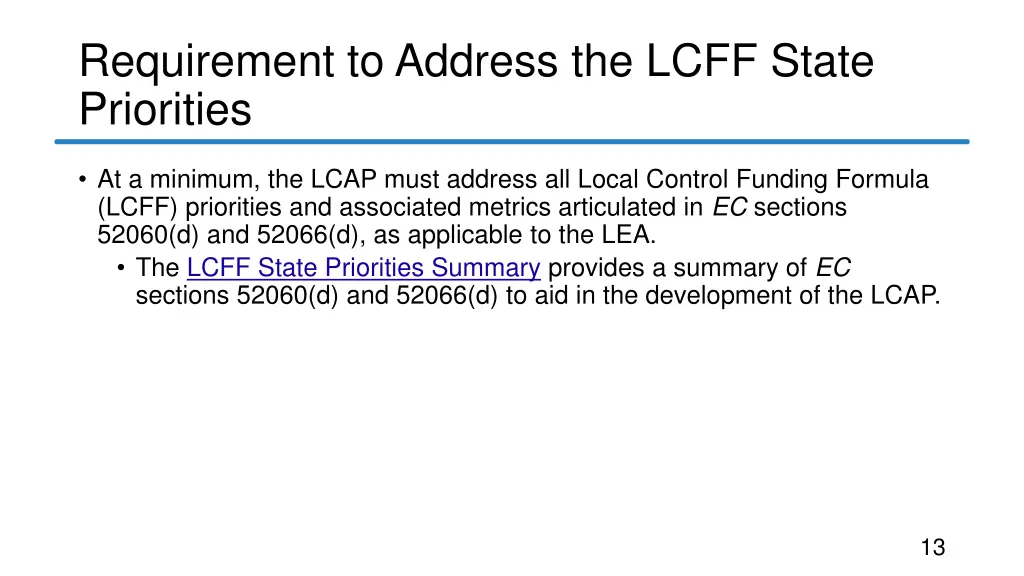 requirement to address the lcff state priorities