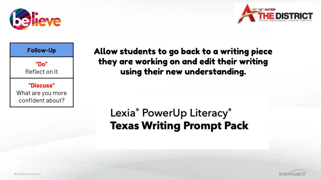 allow students to go back to a writing piece they
