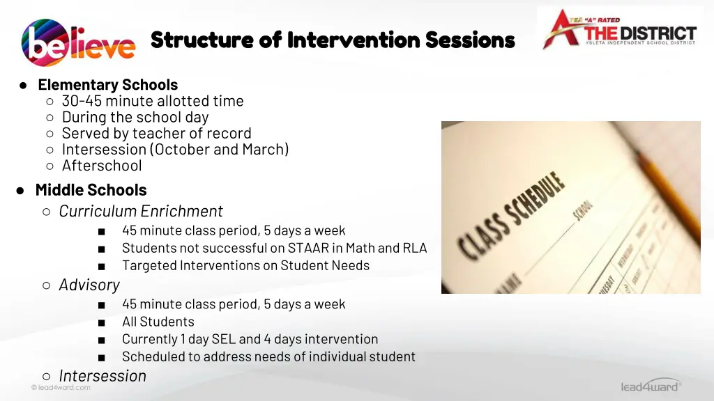 structure of intervention sessions structure