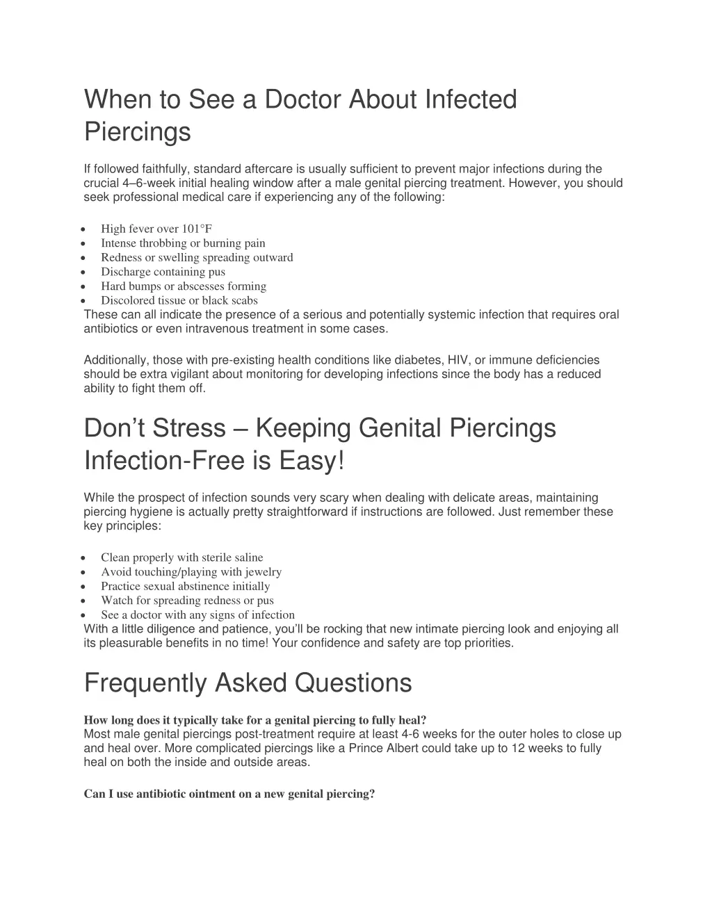 when to see a doctor about infected piercings