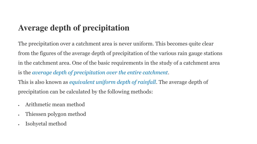 average depth of precipitation