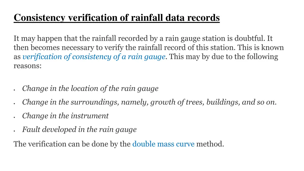consistency verification of rainfall data records
