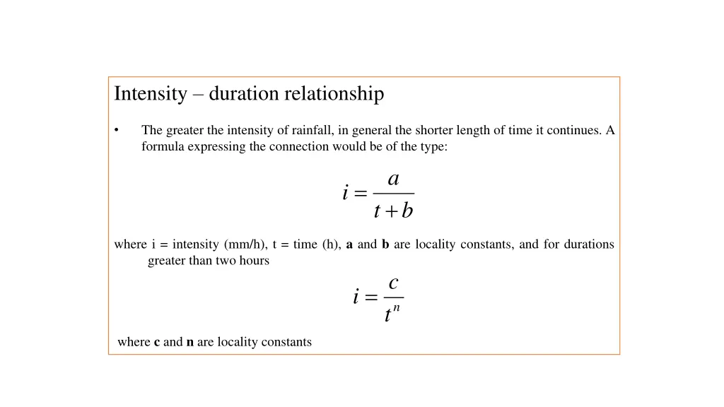 intensity duration relationship
