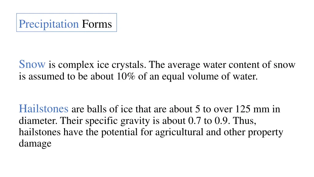 precipitation forms