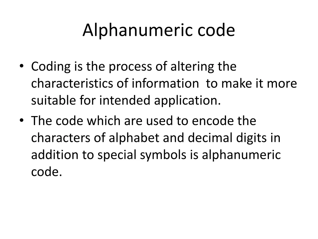alphanumeric code