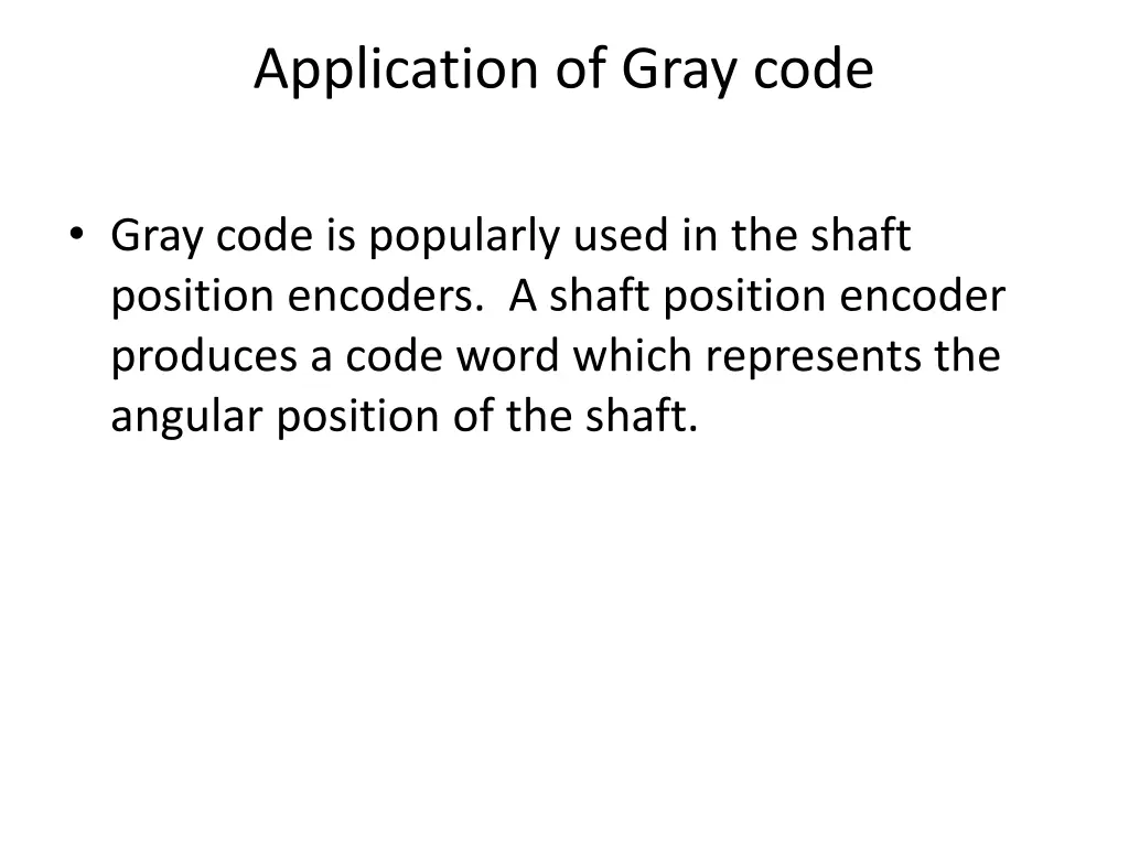application of gray code