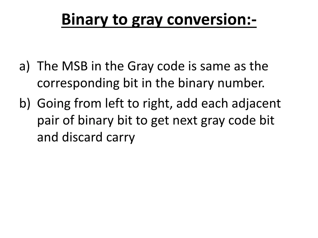 binary to gray conversion
