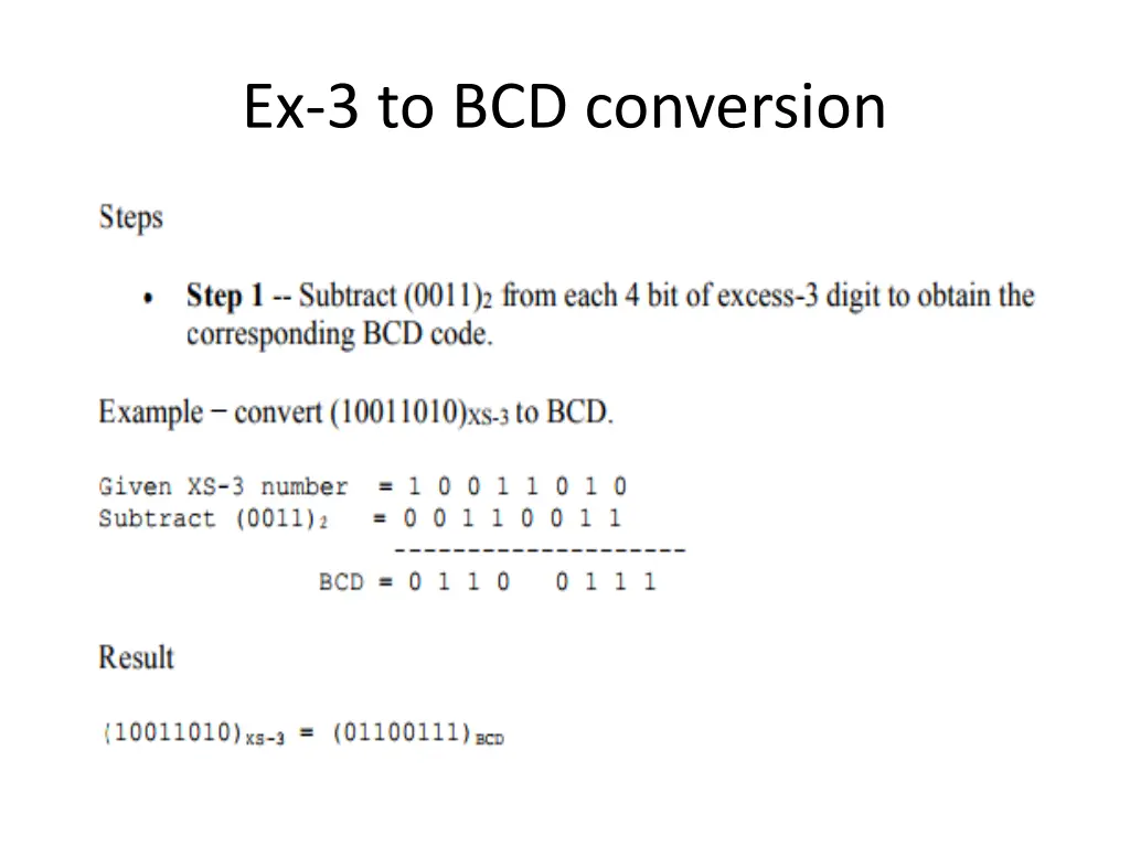 ex 3 to bcd conversion