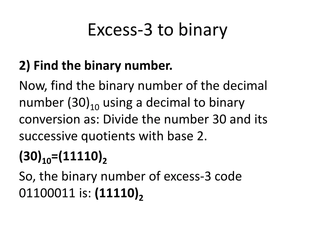 excess 3 to binary