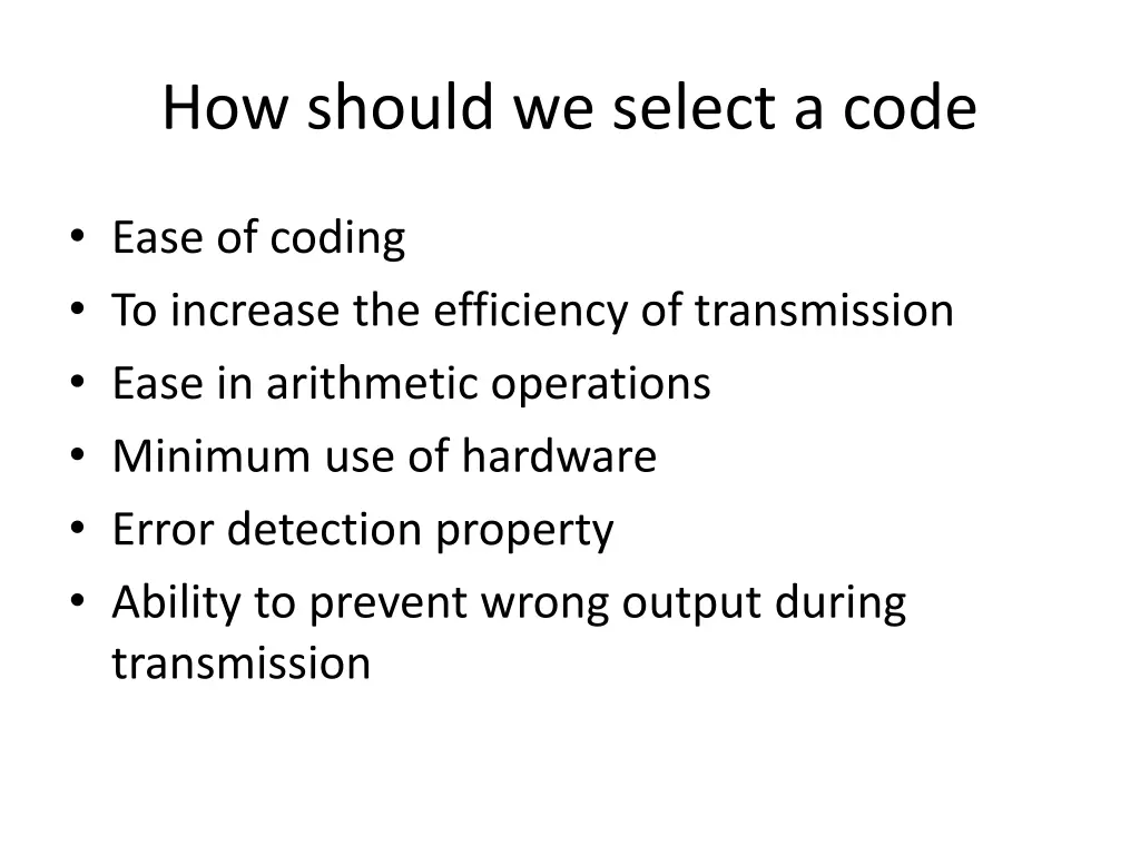 how should we select a code