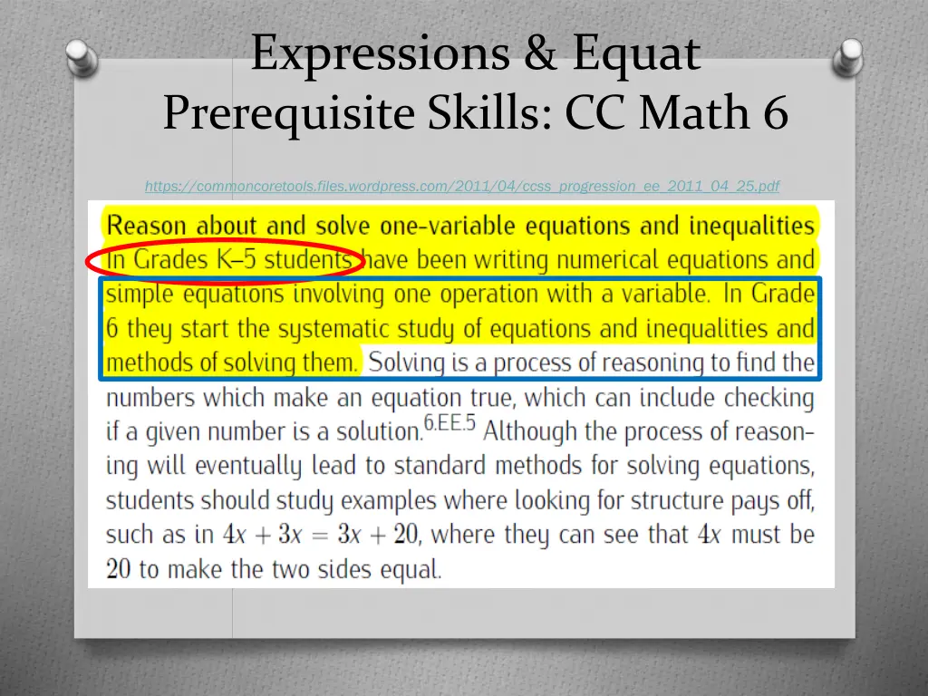 expressions equat prerequisite skills cc math 6