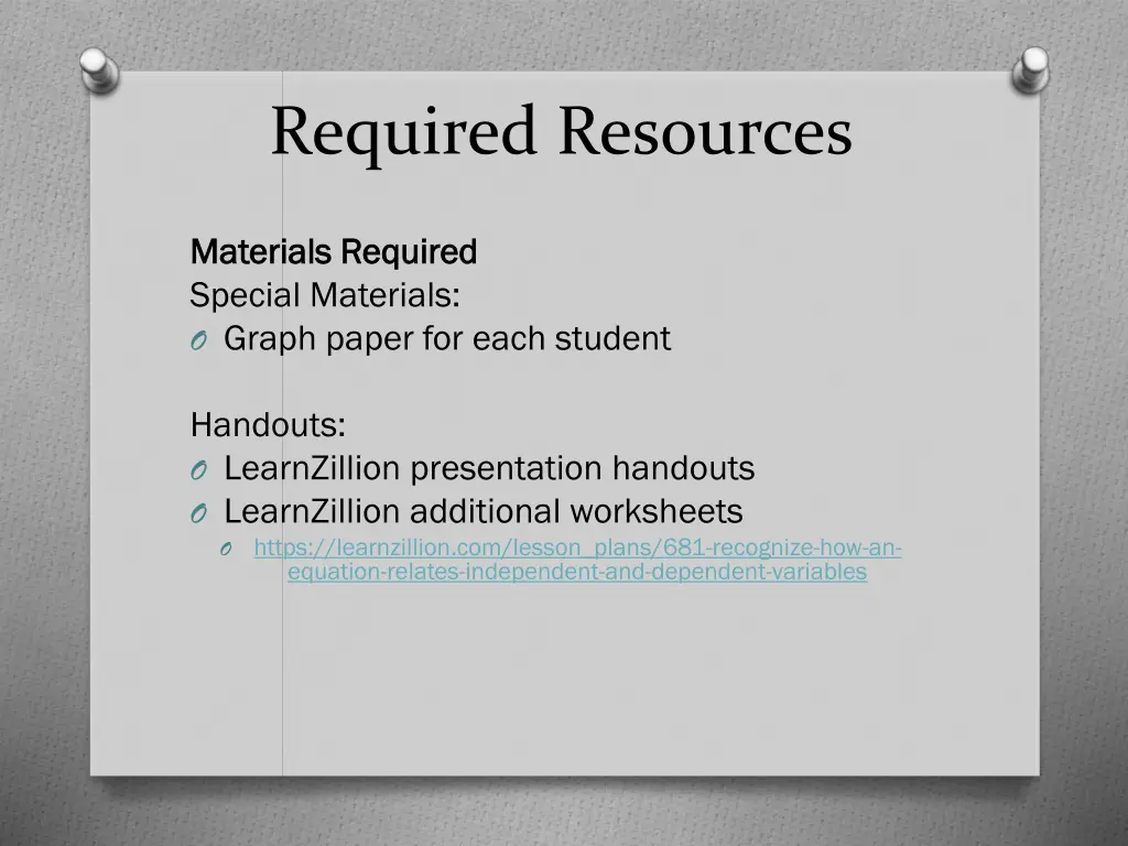 required resources