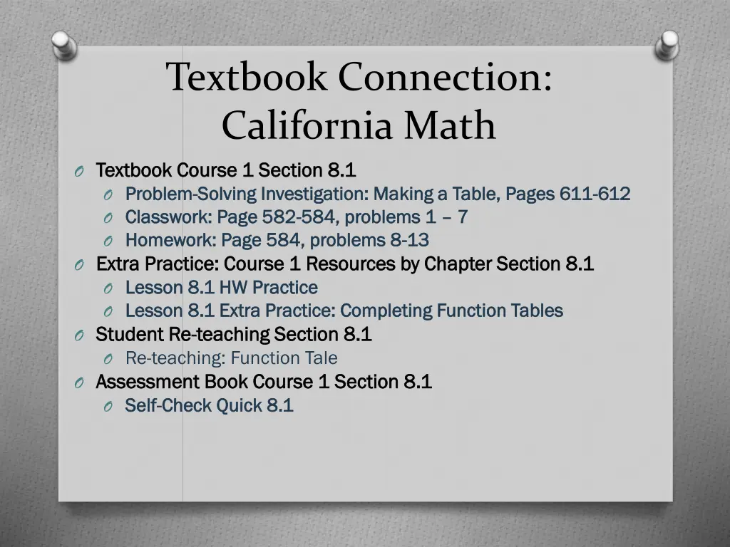 textbook connection california math textbook