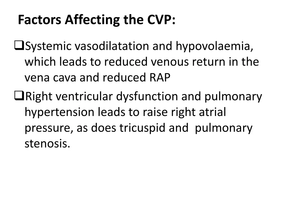 factors affecting the cvp