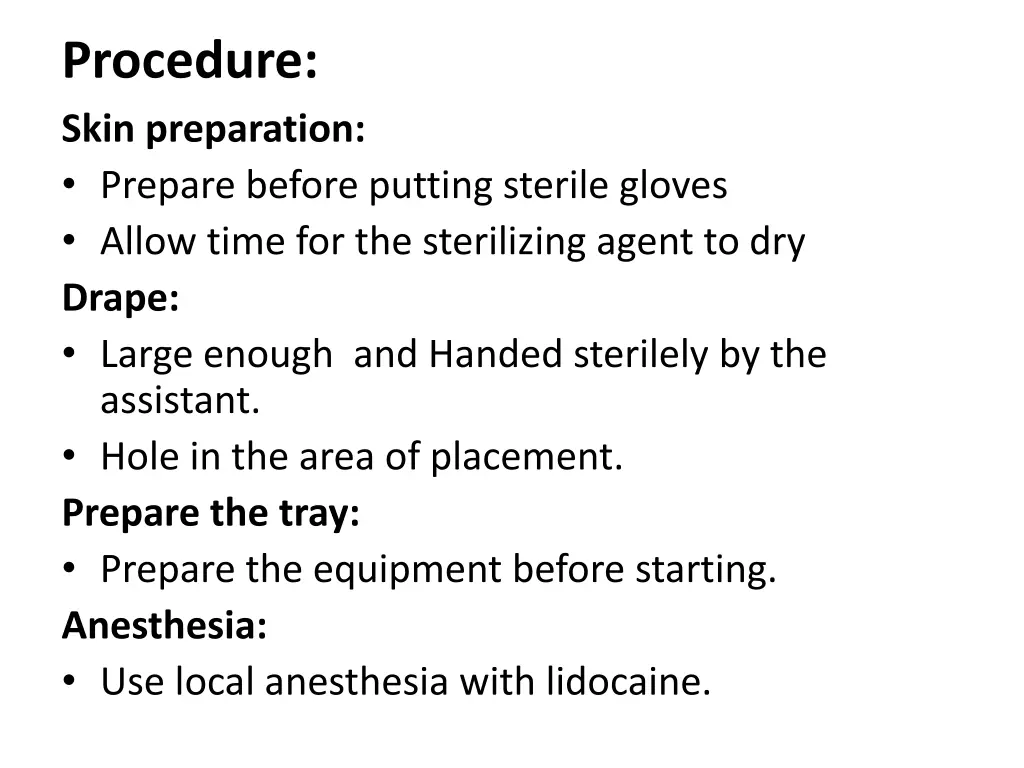 procedure skin preparation prepare before putting