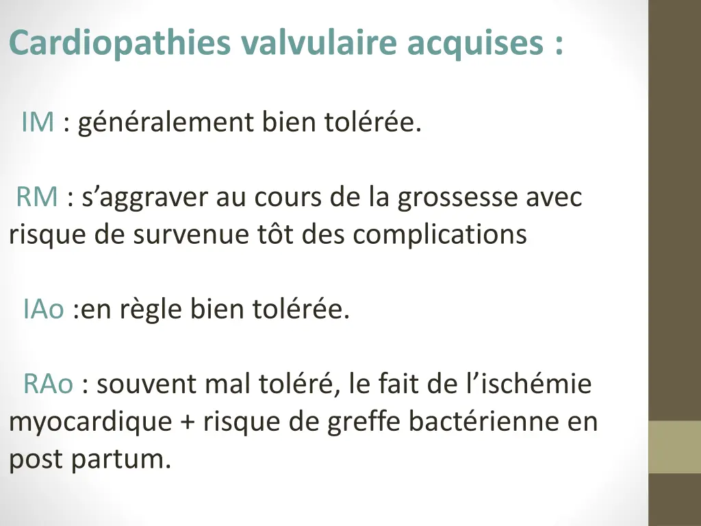 cardiopathies valvulaire acquises