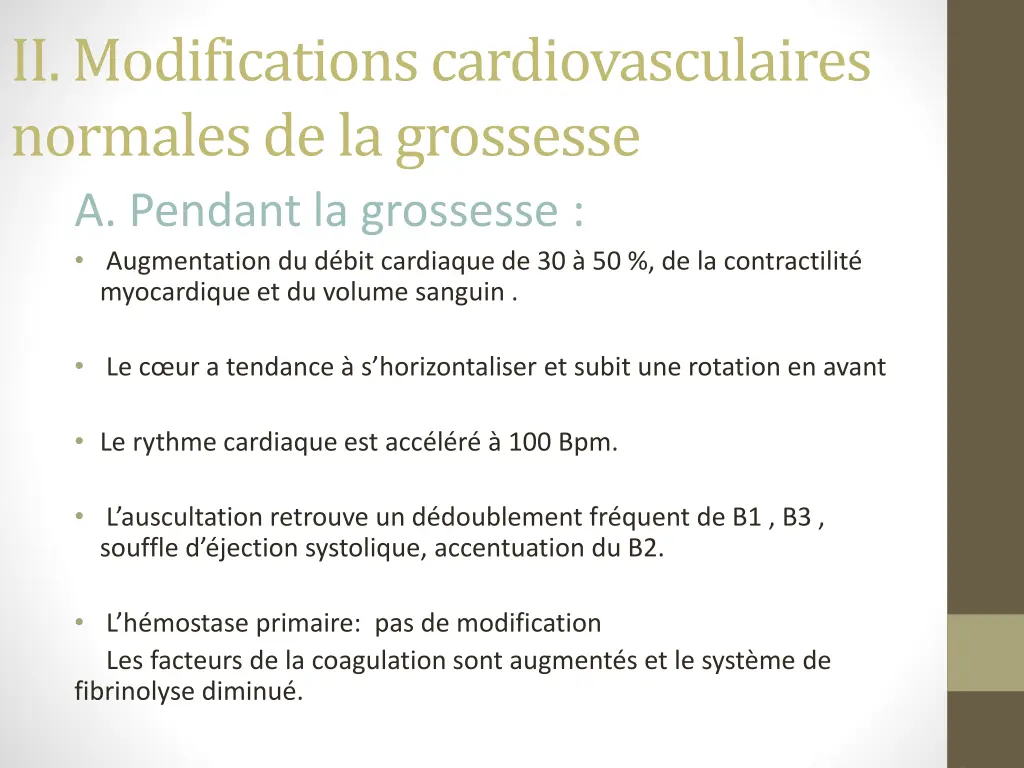 ii modifications cardiovasculaires normales